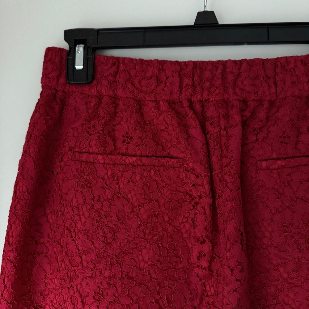 JCREW | HIGH RISE RED LACE STRAIGHT LEG HOLIDAY CHRISTMAS TROUSER PANTS - Picture 6 of 11